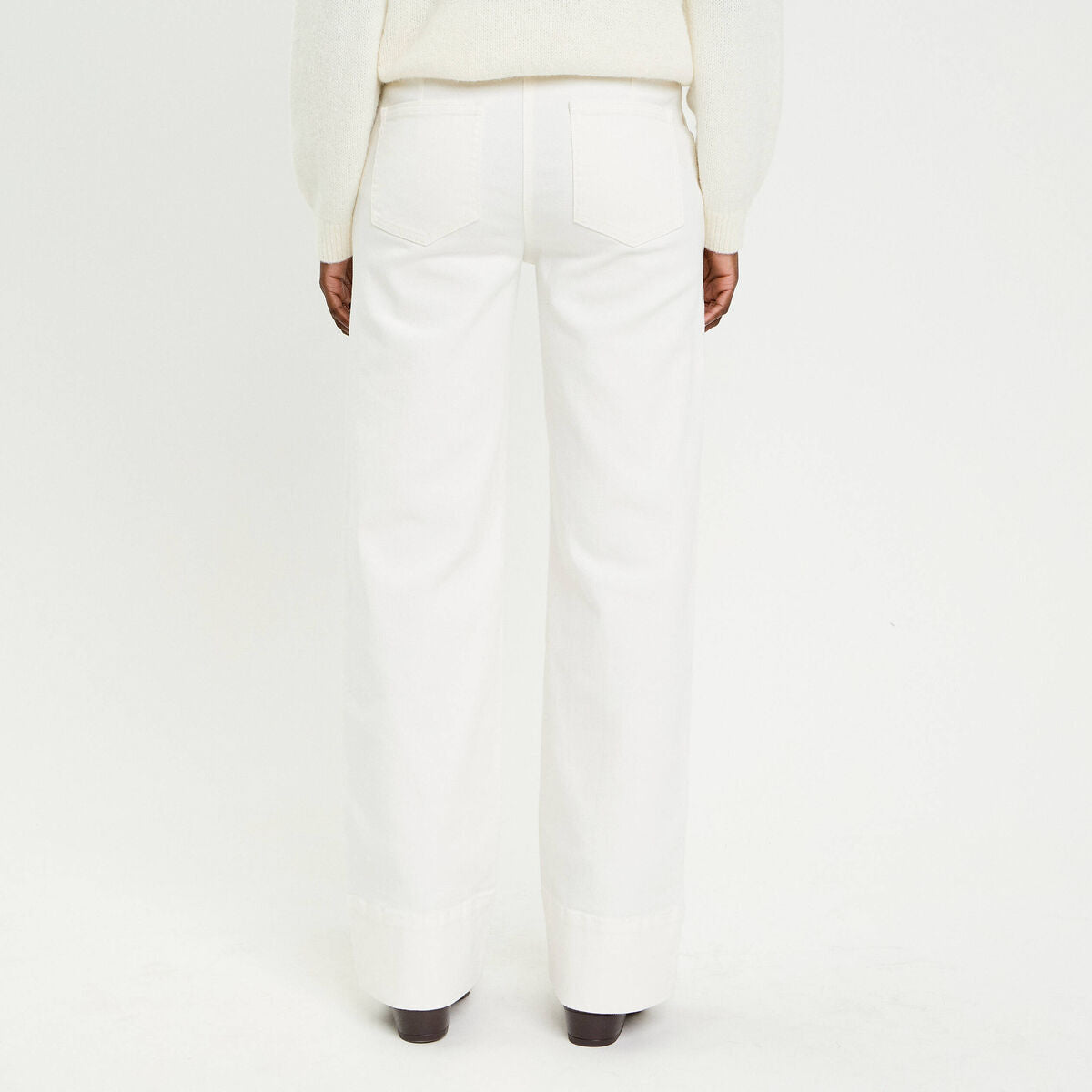 Jean wide leg taille standard denim blanc femme