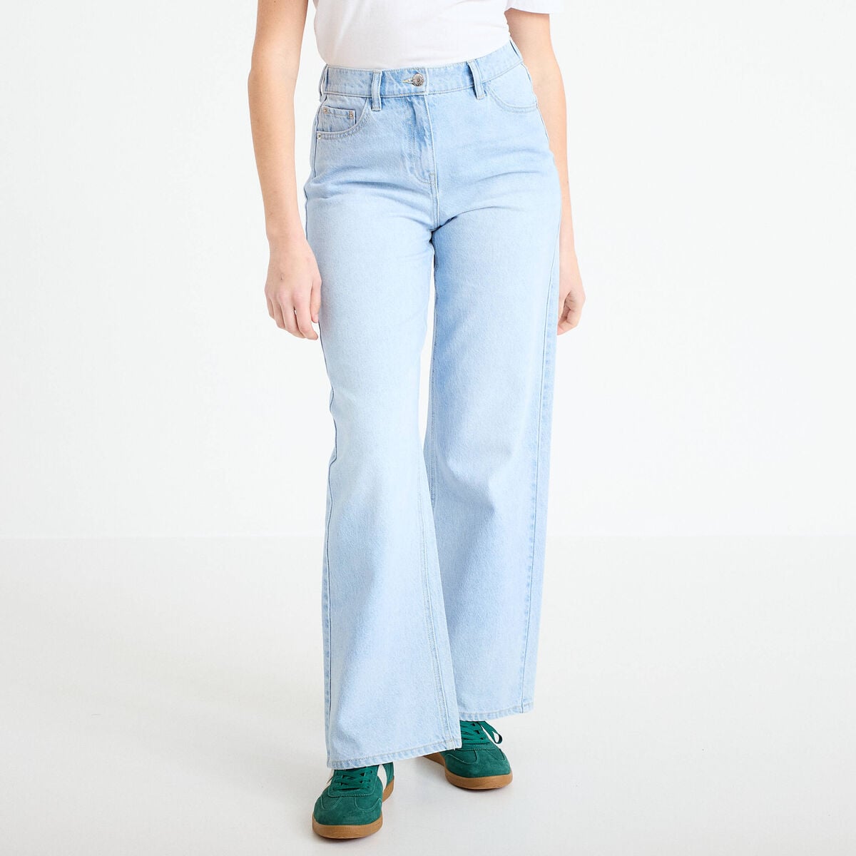 Jean wide leg taille standard denim triple stone femme
