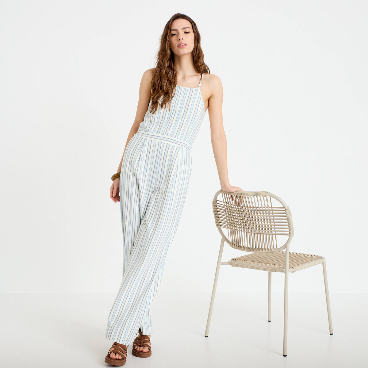 Combinaison large col américain blanc femme