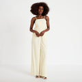 Combinaison large col américain jaune pastel femme