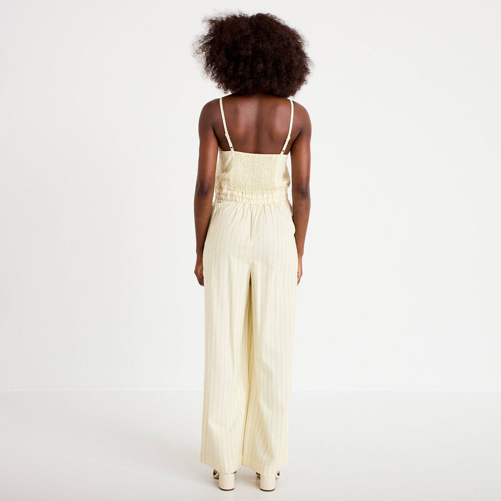 Combinaison large col américain jaune pastel femme