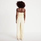 Combinaison large col américain jaune pastel femme