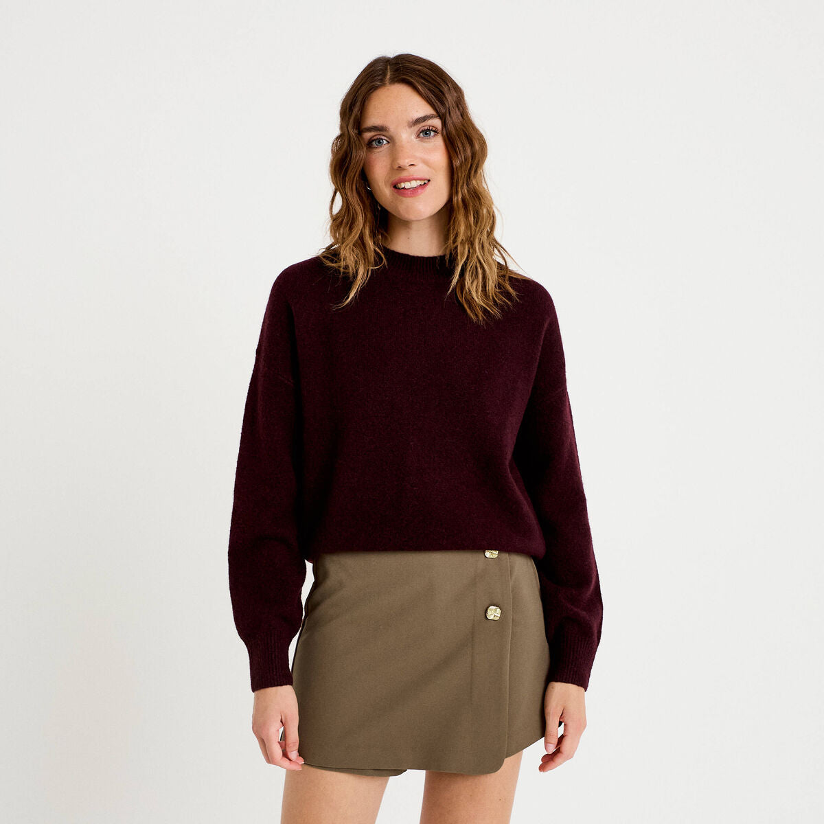 Jupe-short trapèze courte taupe femme