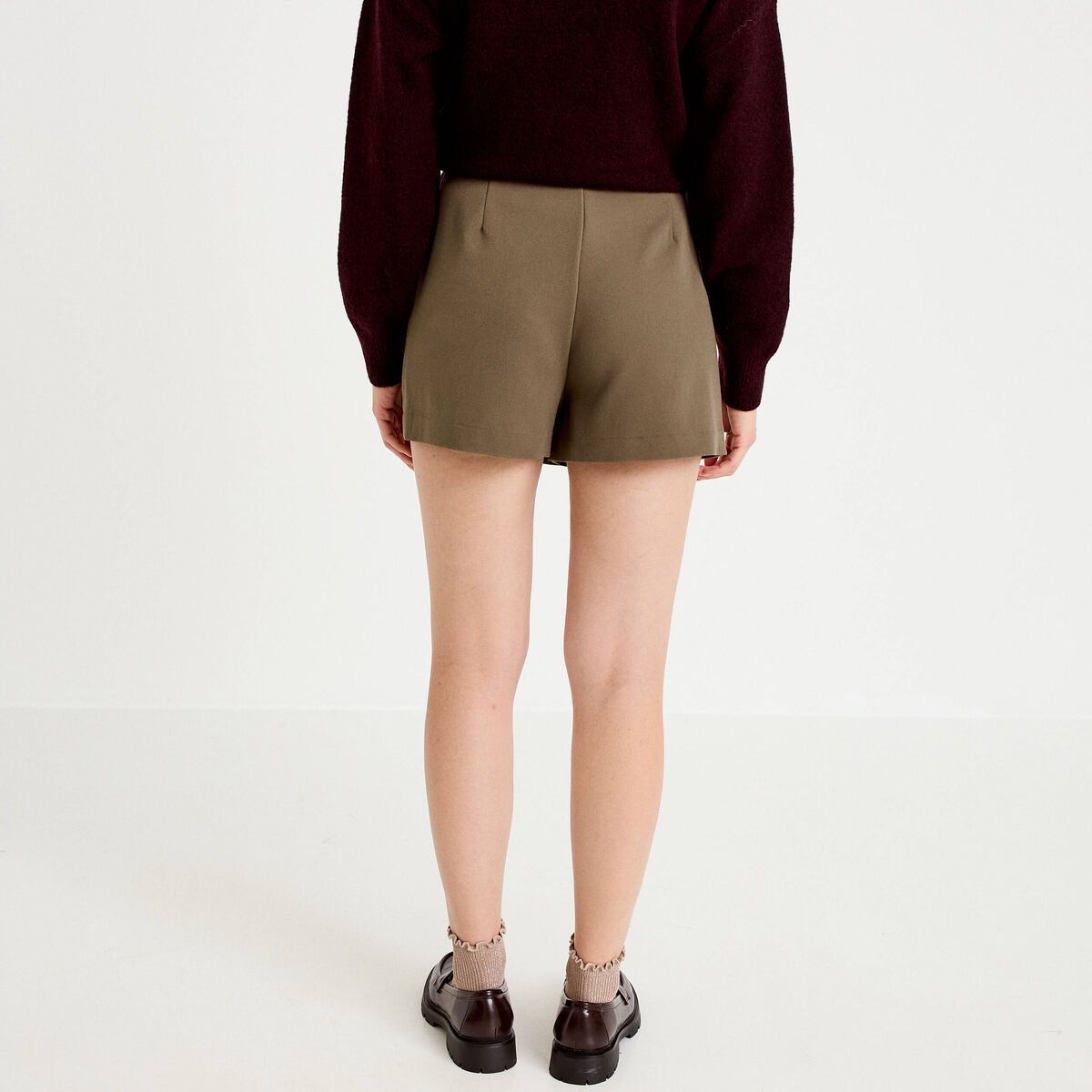 Jupe-short trapèze courte taupe femme