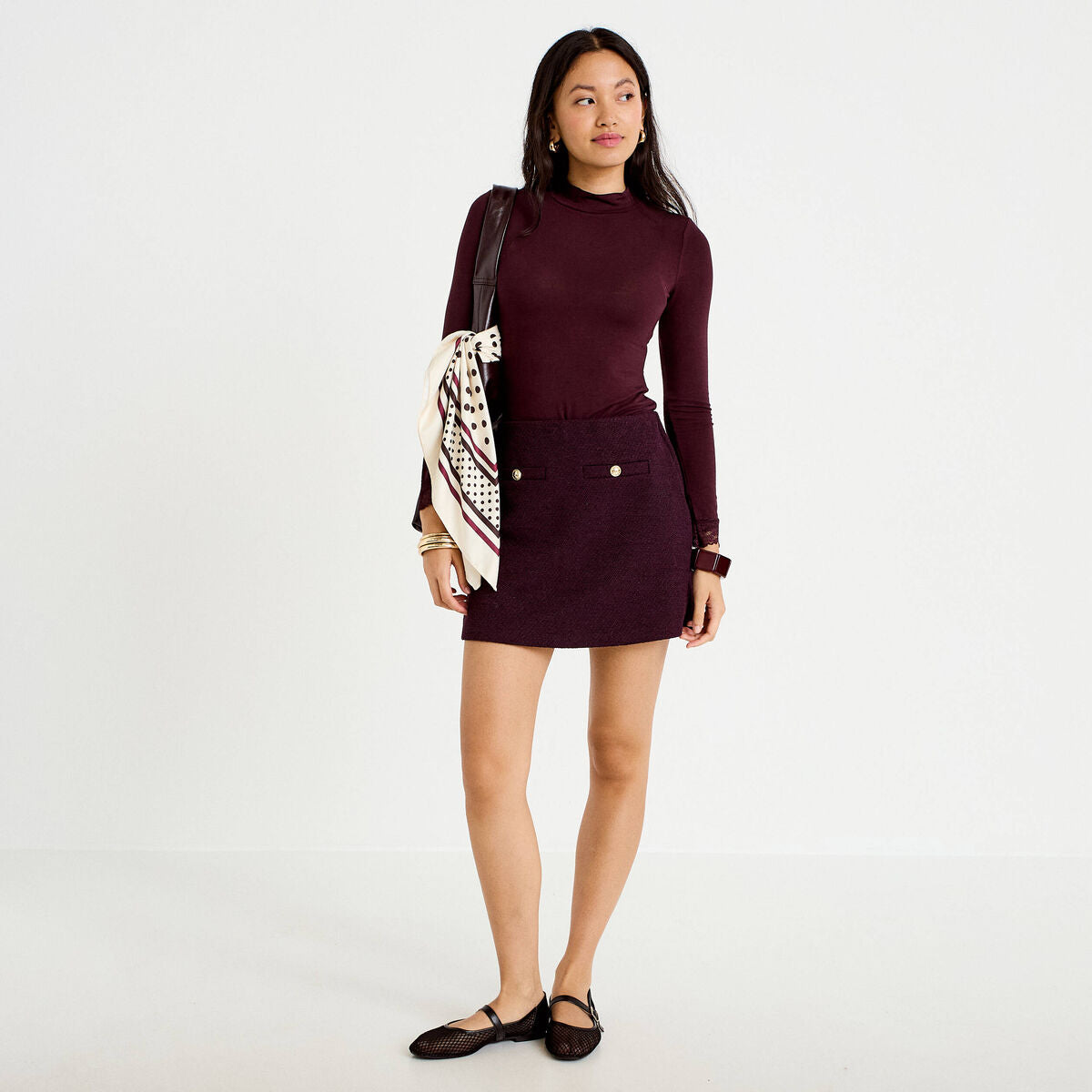 Jupe-short courte violet foncé femme
