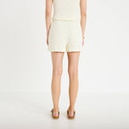 Jupe-short évasée en maille ecru femme