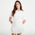 Jupe patineuse courte en dentelle blanc femme