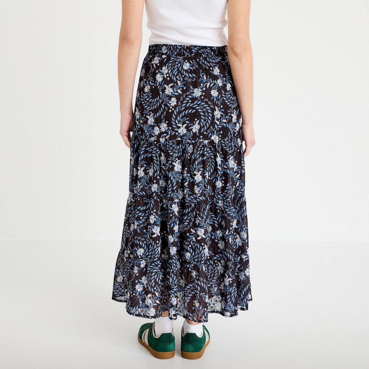 Jupe longue fluide noir femme