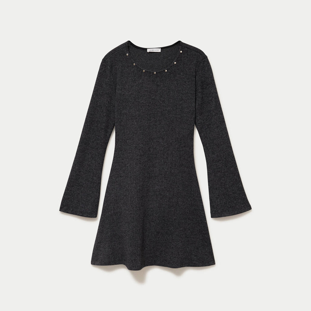 Robe ajustée courte manches longues gris femme