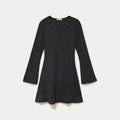 Robe ajustée courte manches longues gris femme