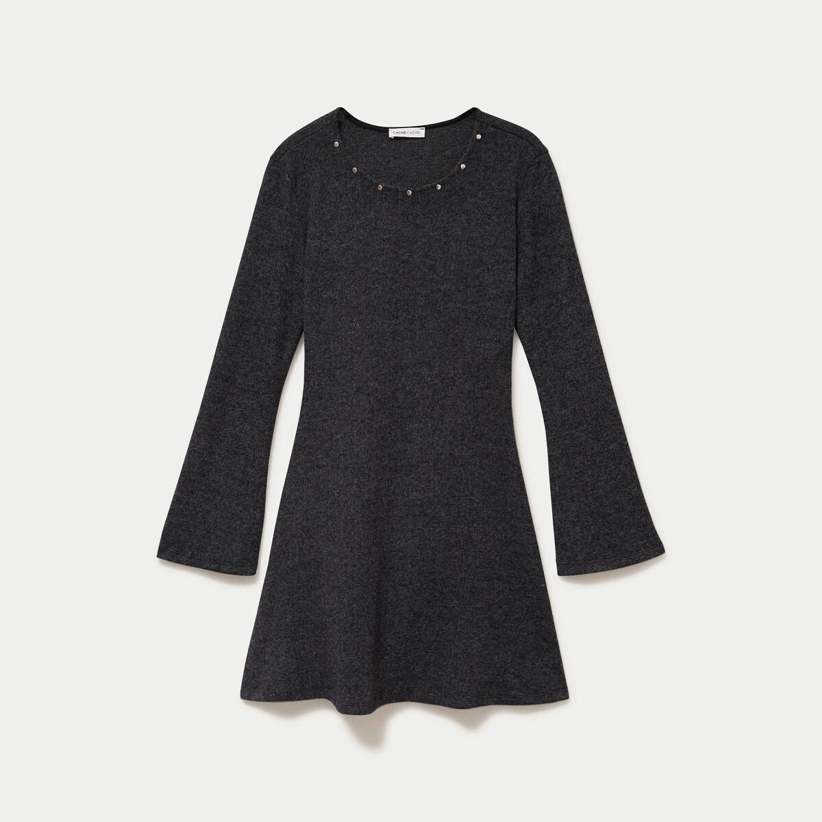Robe ajustée courte manches longues gris femme