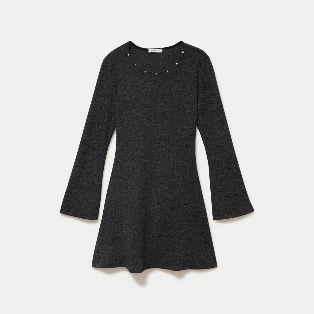 Robe ajustée courte manches longues gris femme