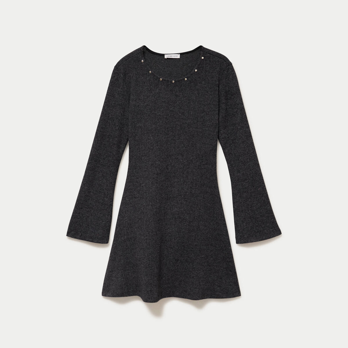 Robe ajustée courte manches longues gris femme