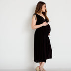 Robe midi évasée décolleté sans manches noir femme