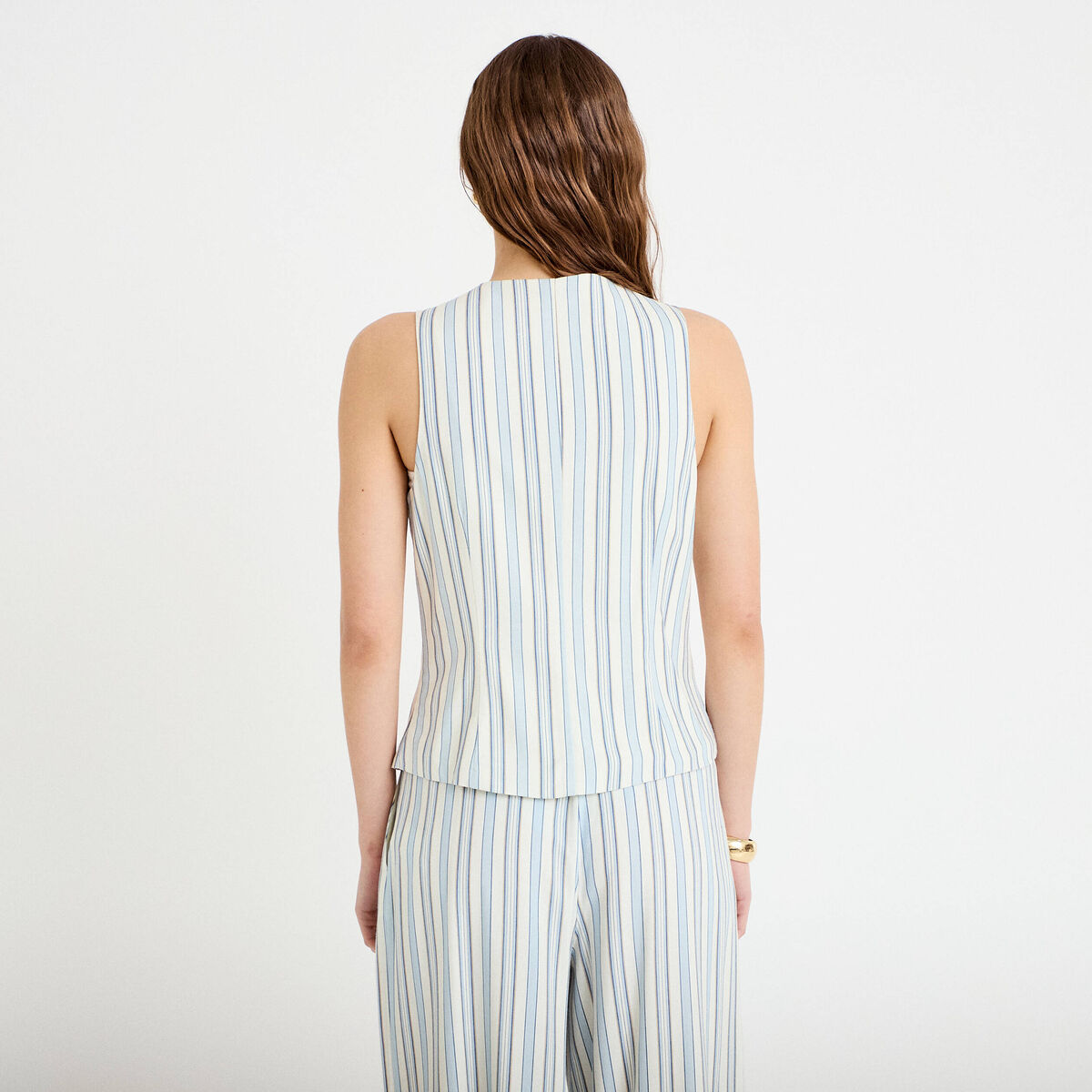 Gilet sans manches boutonné blanc femme