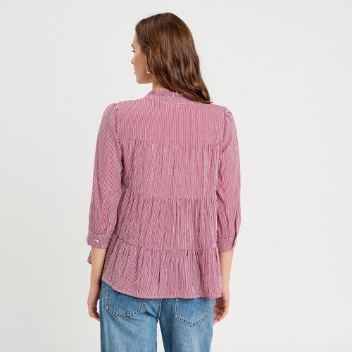 Blouse manches 3/4 bordeaux femme
