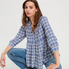 Blouse manches 3/4 bleu foncé femme