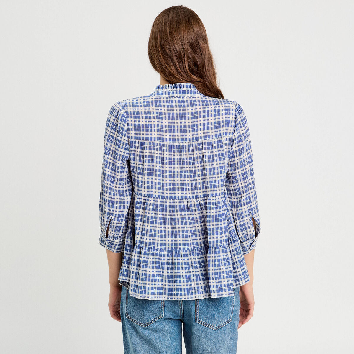 Blouse manches 3/4 bleu foncé femme