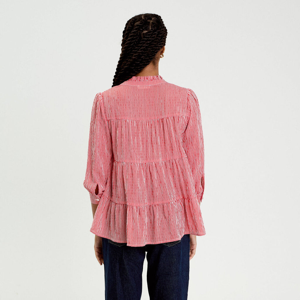 Blouse manches 3/4 rouge vif femme