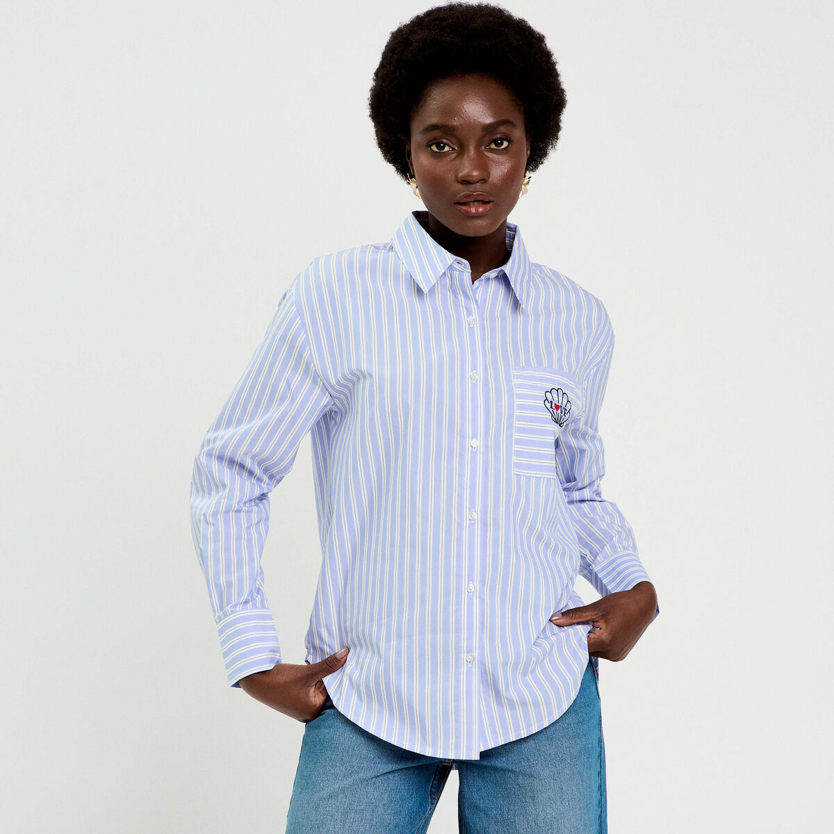 Chemise rayée blanc femme