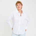 Chemise droite courte col classique blanc femme
