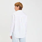 Chemise droite courte col classique blanc femme