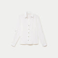 Chemise droite plissée manches longues ecru femme