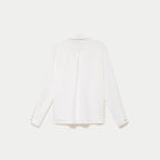 Chemise droite plissée manches longues ecru femme