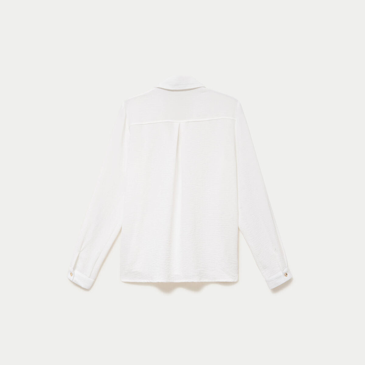 Chemise droite plissée manches longues ecru femme