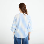 Blouse col V manches 3/4 bleu pastel femme