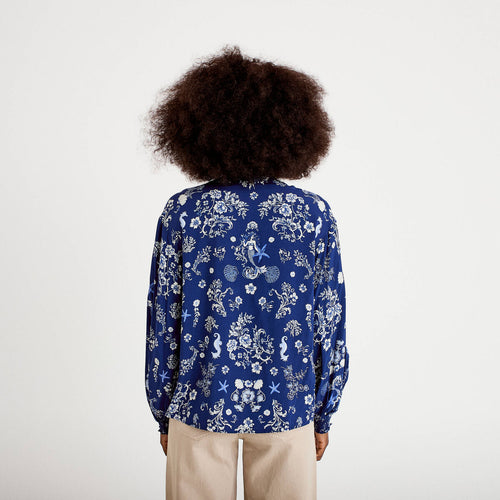 Blouse droite bleu marine femme