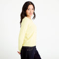 Gilet ajouré manches longues jaune clair femme