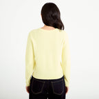 Gilet ajouré manches longues jaune clair femme