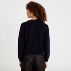 Gilet manches longues bleu marine femme