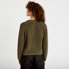 Gilet manches longues vert kaki femme