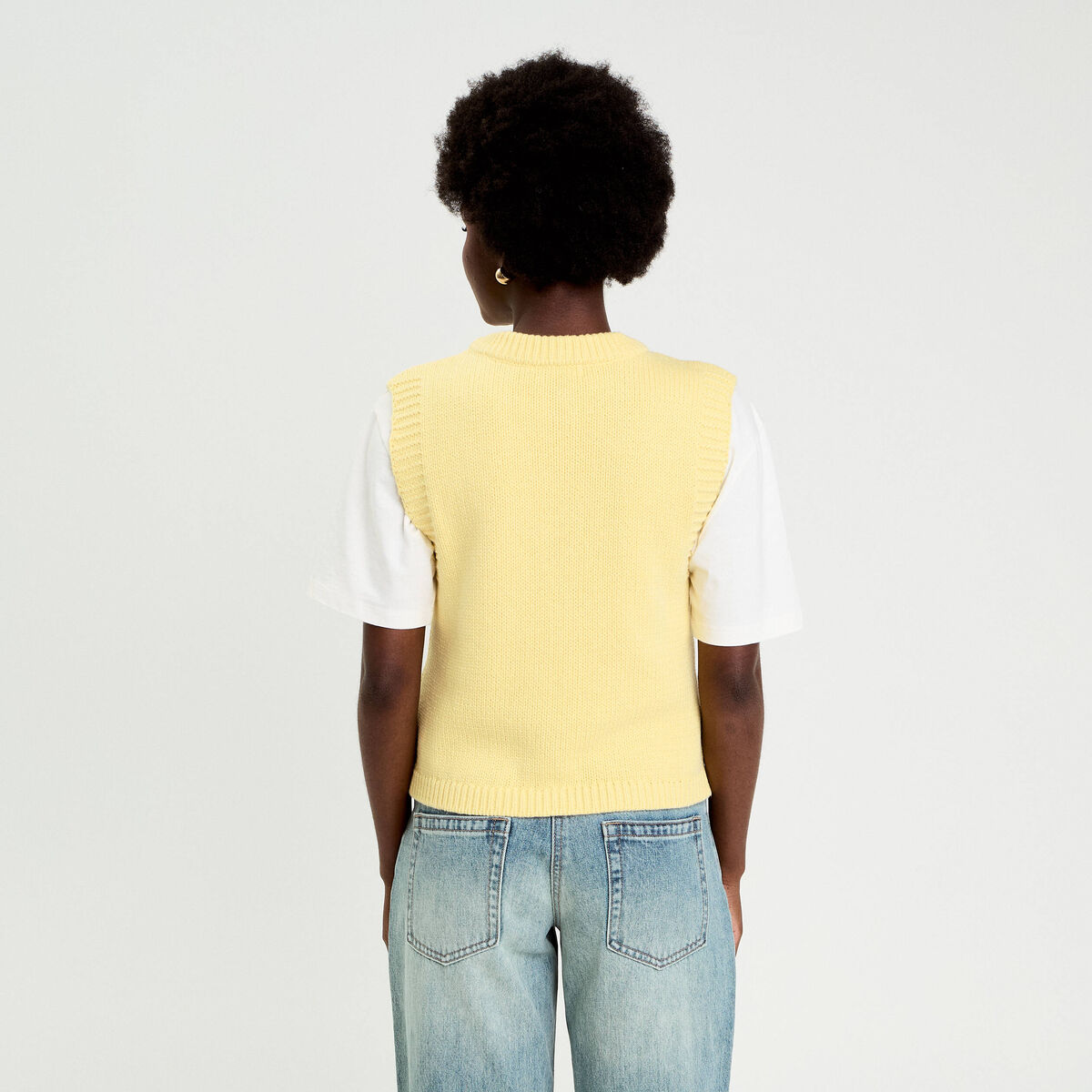 Gilet sans manches jaune clair femme