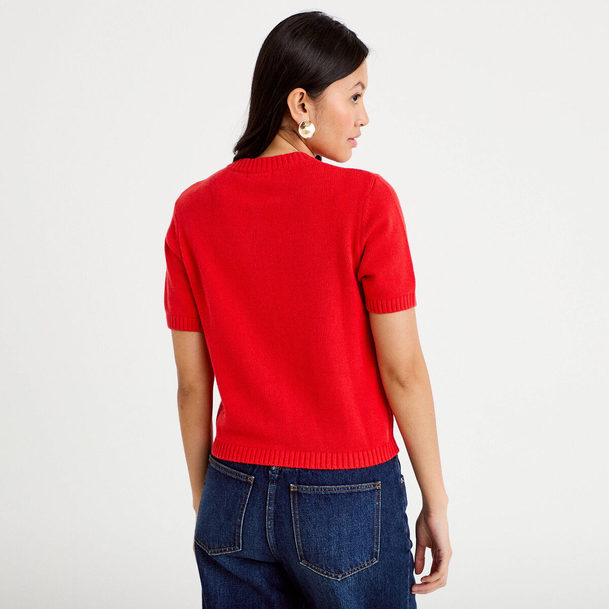Gilet manches courtes rouge femme