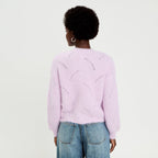 Gilet ajouré manches longues parme femme