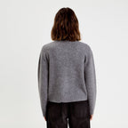 Pull avec perles gris foncé femme