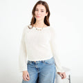 Pull ajouré ecru femme