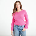 Pull ajouré rose fushia femme