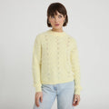Pull ajouré manches longues jaune clair femme