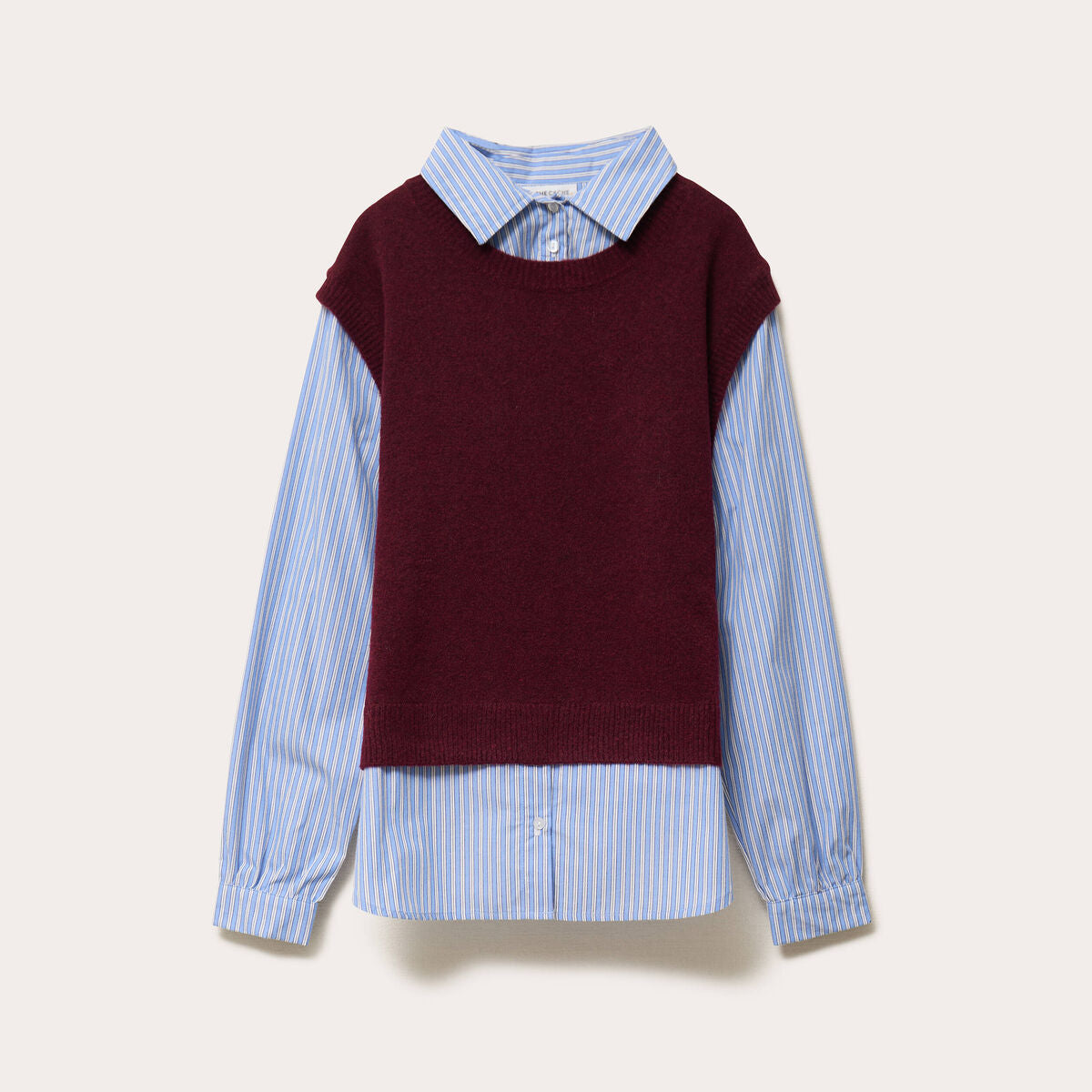 Pull chemise 2-en-1 rouge foncé femme