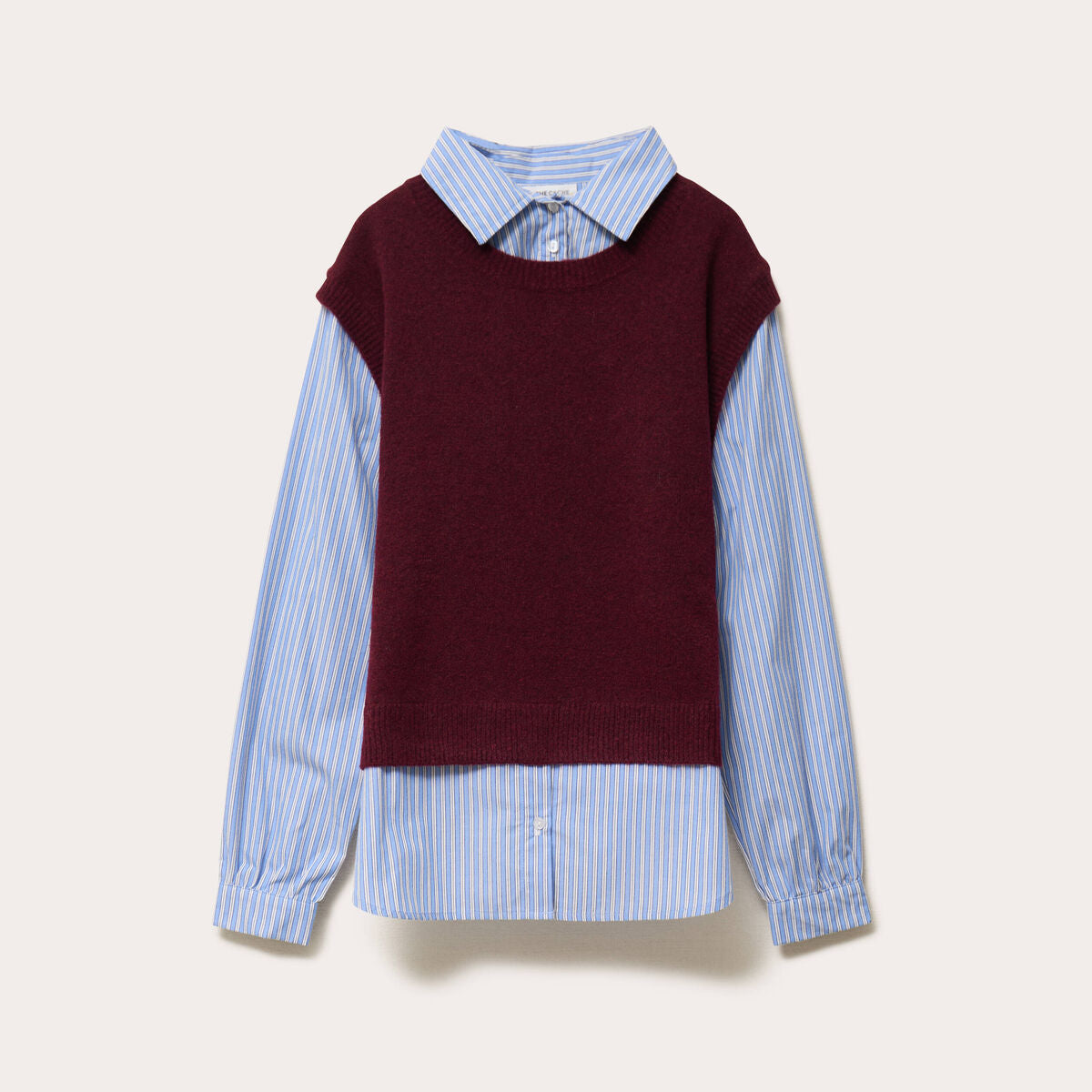 Pull chemise 2-en-1 rouge foncé femme