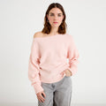 Pull col bateau rose clair femme