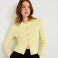 Gilet ajusté cropped col rond jaune clair femme