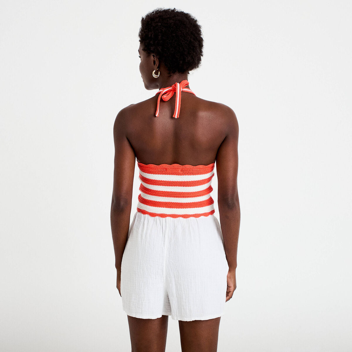 Débardeur dos nu crochet rouge femme