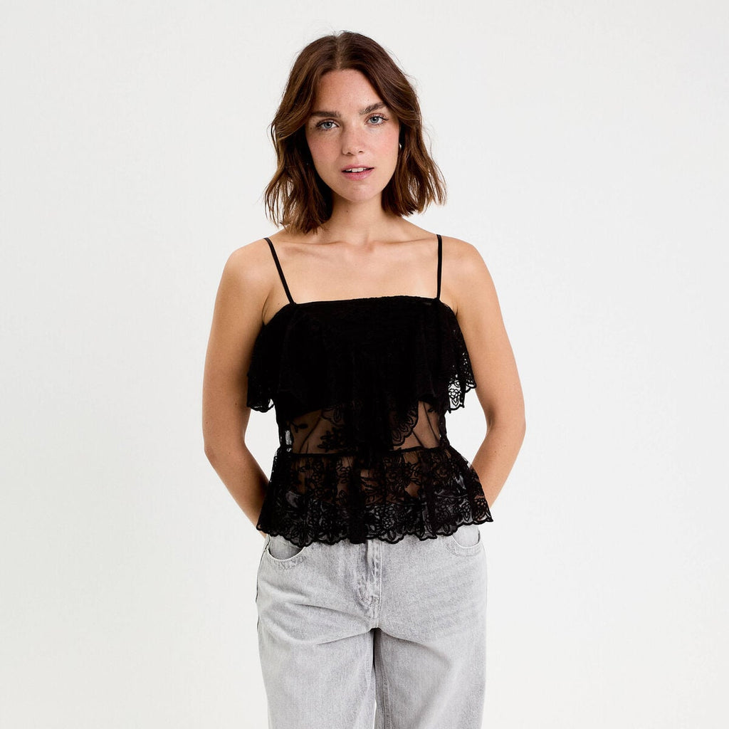 Débardeur dentelle noir femme