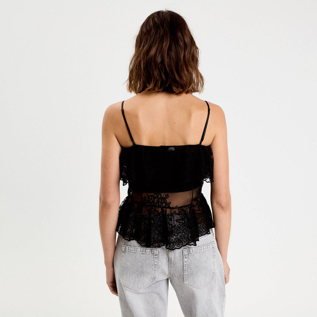 Débardeur dentelle noir femme