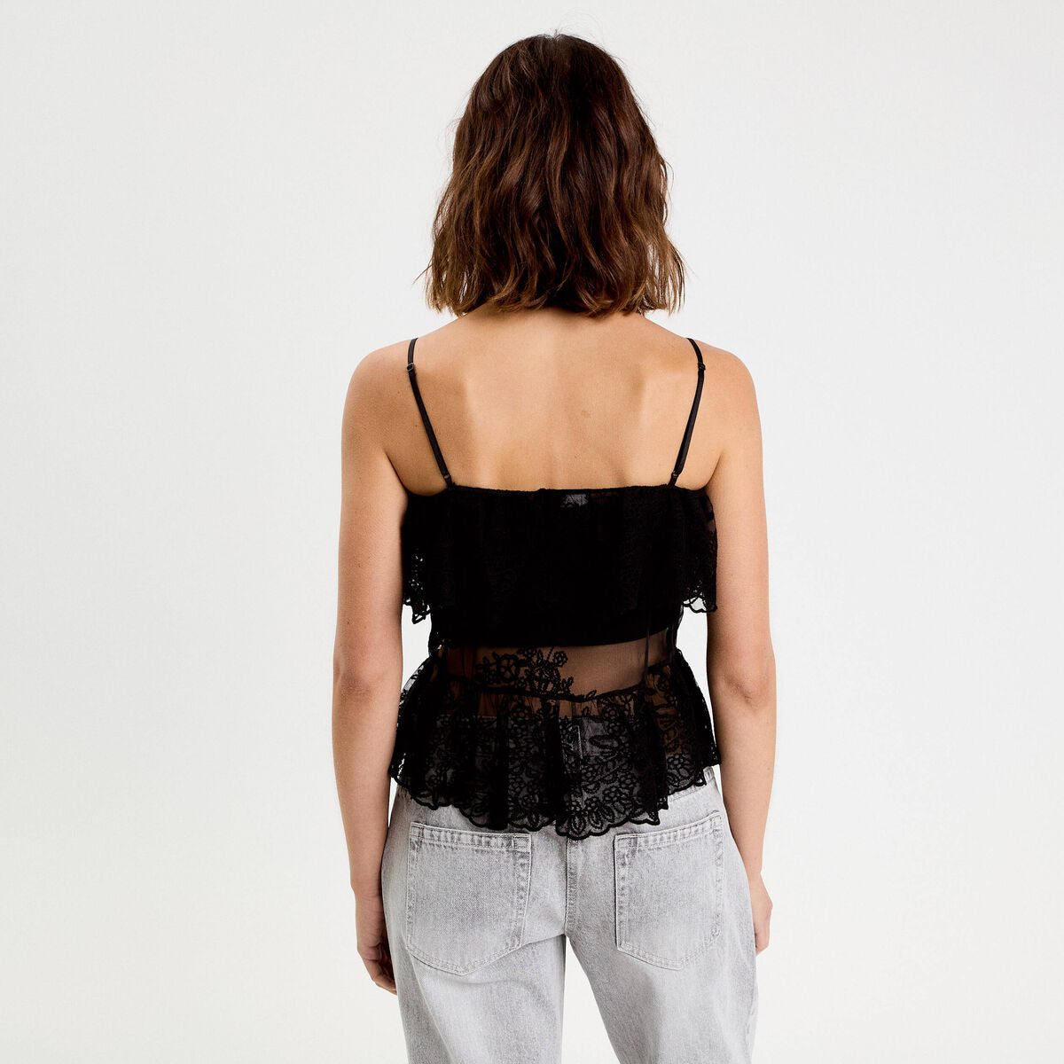 Débardeur dentelle noir femme